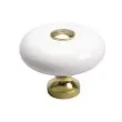 Knopgreb Hvid porcelæn med messing knap - Inkl. skrue - Skabsdesign