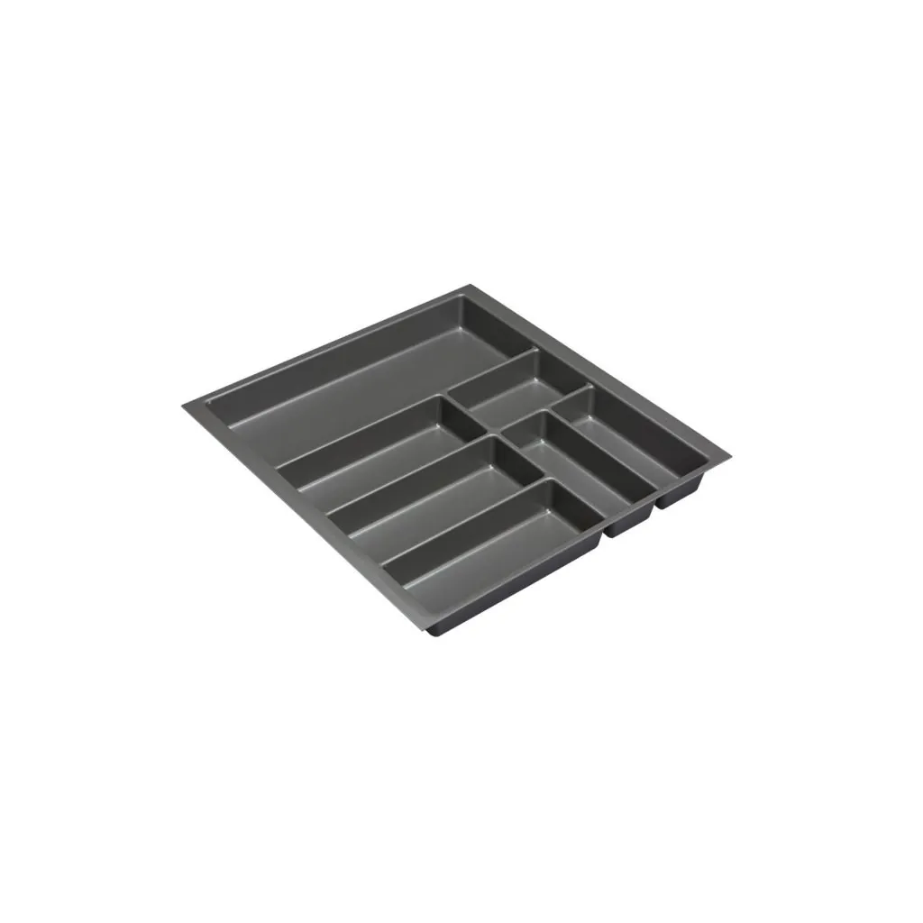 Bestikindsats til M60 skuffeskab - Mørk Grå Plast - Ca. mål D:472 x B:519 x H:52mm - Skabsdesign.dk