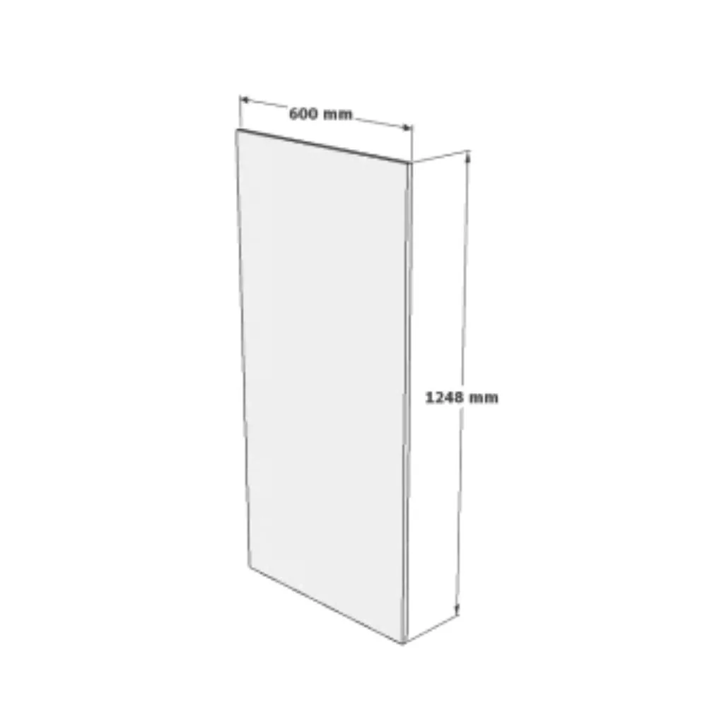 Gavlplade til hævet vaskemaskine og tørretumbler - 600x1248mm - Hvid melamin 16mm - Skabsdesign.dk