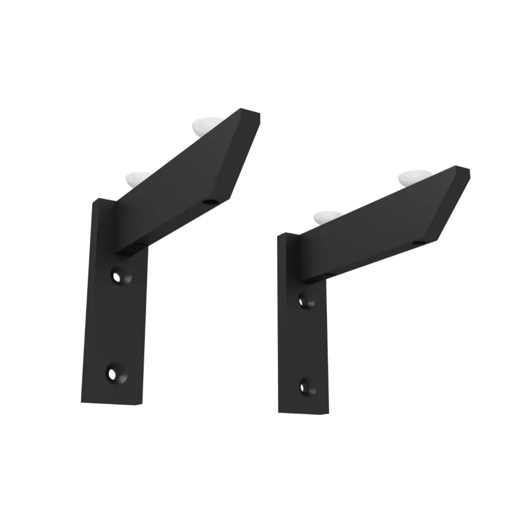 Hyldeknægt - 90 x 120mm - Aluminium sort lakeret - sæt med 2 stk. - Slimline - Velegnet til glashylder - skabsdesign.dk