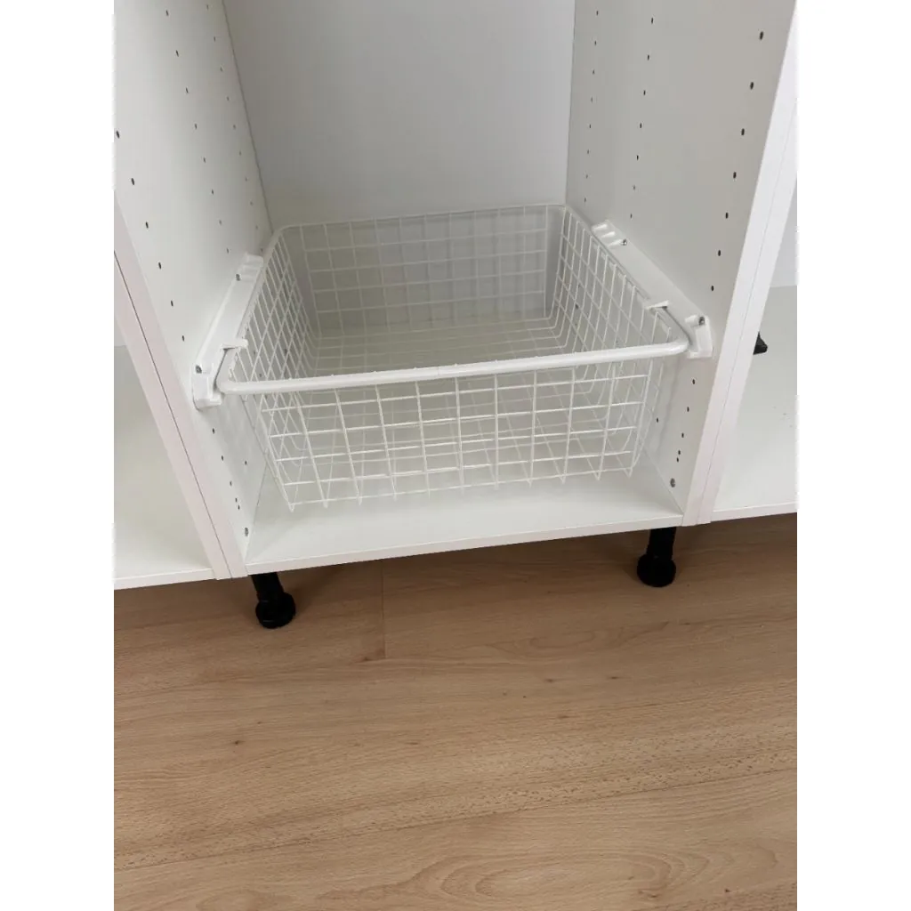 Trådkurv til M50 skab - Højde 18,5cm - Inkl. Skinner - 1 Kurv - Farve  Hvid - Skabsdesign.dk
