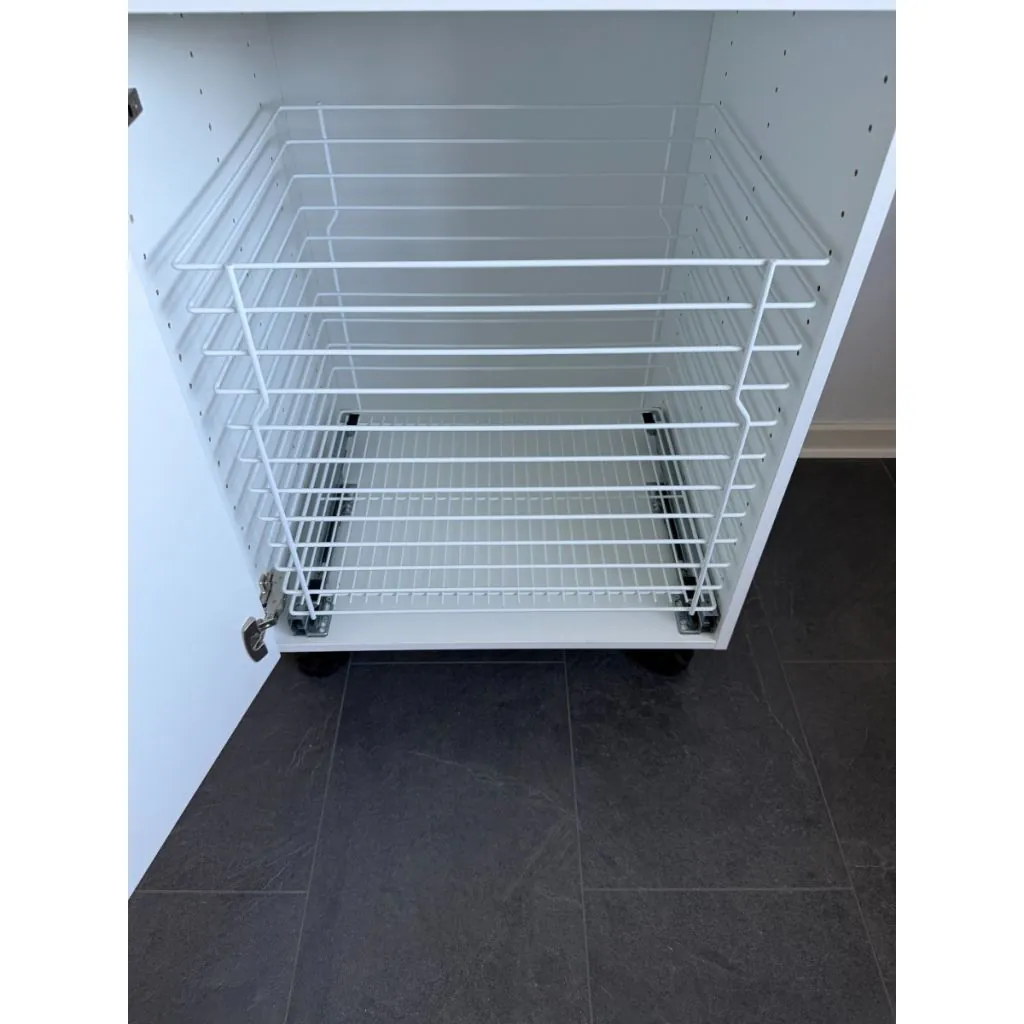 Vasketøjskurv til M60 skab - Med softclose og fuldudtræk - Hvidlakeret dyb - Skabsdesign.dk