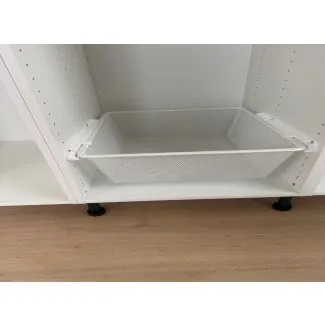 Trådkurv til M100 skab - Højde 16,0cm - MESH - Inkl. Skinner - 1 Kurv - Farve : Hvid - Skabsdesign.dk