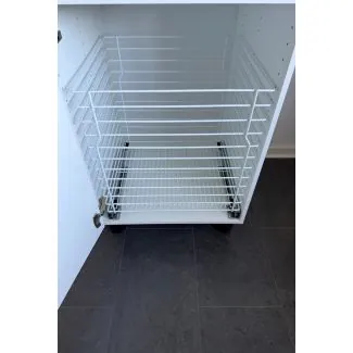 Vasketøjskurv til M50 skab - Med softclose og fuldudtræk - Hvidlakeret dyb - Skabsdesign.dk