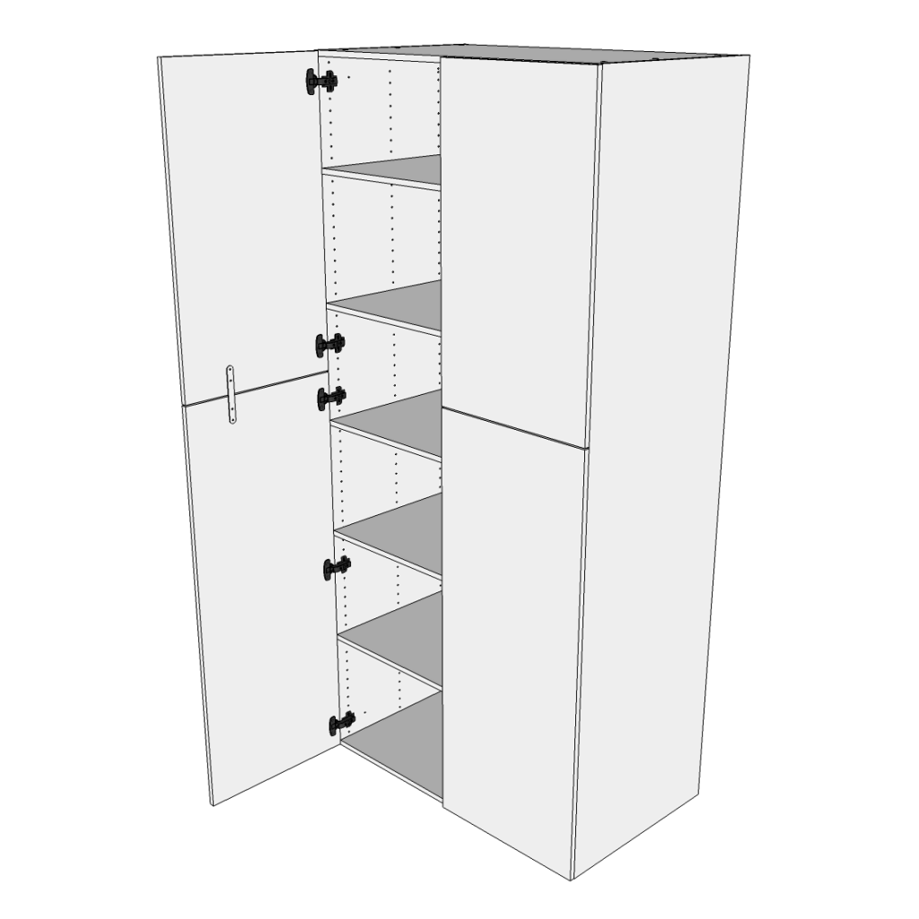 XL Hyldeskab 80 cm med 5 hylder og 2 to-delte låger - Pisa Hvid mat folie med udskæringer