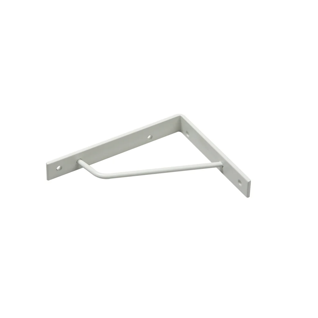 Hyldeknægt 180x140x25mm 4mm Ø6x4mm stål pulverlakeret hvid - Skabsdesign.dk