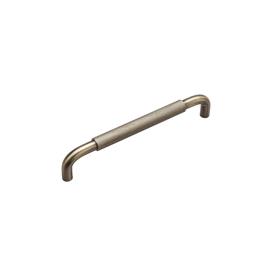 Malet antik messing look greb med riflet greb 160 mm Pose med 1 stk.  Inklusiv skruer - Skabsdesign.dk