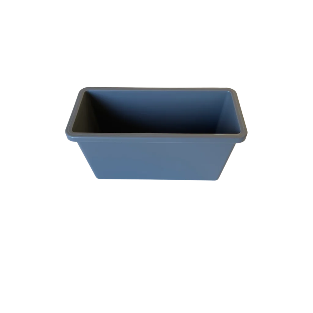 Lille plastbeholder til opbevaring eller sortering D95 x L210mm - Grå plast - skabsdesign.dk