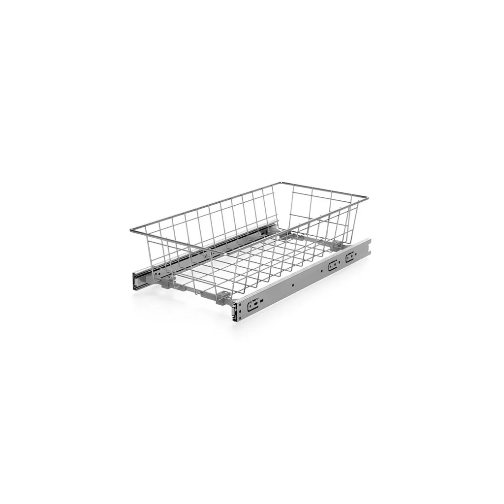 Trådkurve til M80 skab FLEX Bredde - Højde 15cm - Inkl. fuldudtræks skinner - 1 Kurv - Skabsdesign.dk