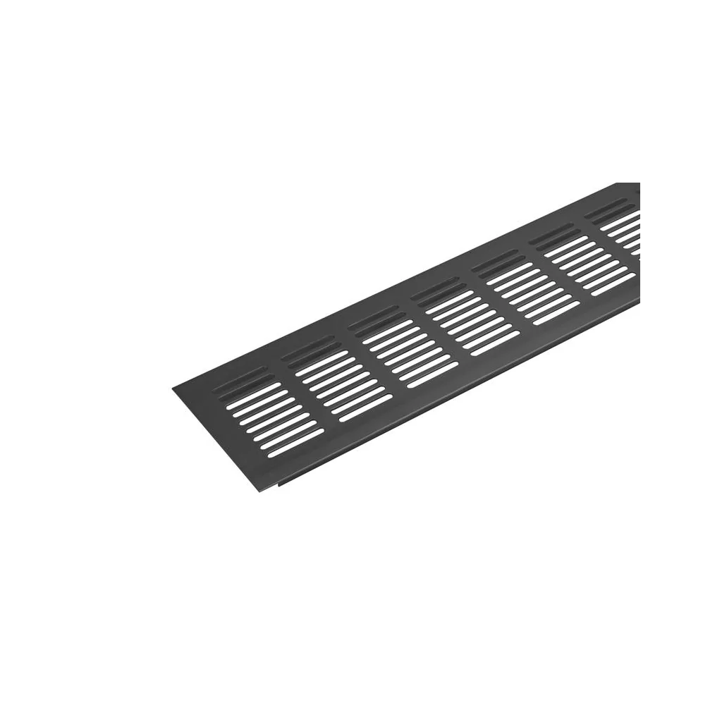 Ventilationsrist - Udluftningsrist - H:80mm x L:800mm - Aluminium Sortmalet - Skabsdesign.dk