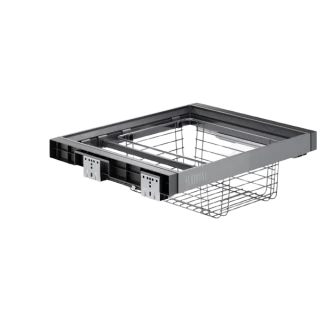 Udtræk til M60 skab FLEX Bredde 550-610mm - Højde 170mm - Inkl. fuldudtræks skinner - skohylde - Skabsdesign.dk